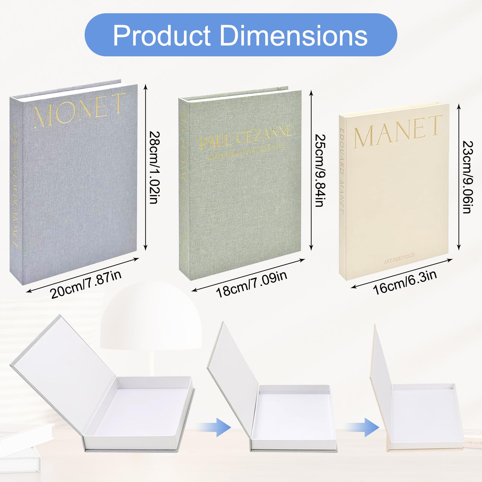 3 libri decorativi con spazio nascosto, scatola per libri con chiusura magnetica, libri decorativi, impilabili l'uno sull'altro e design Nesting, contenitore per tavolino da caffè, scaffale, ufficio e