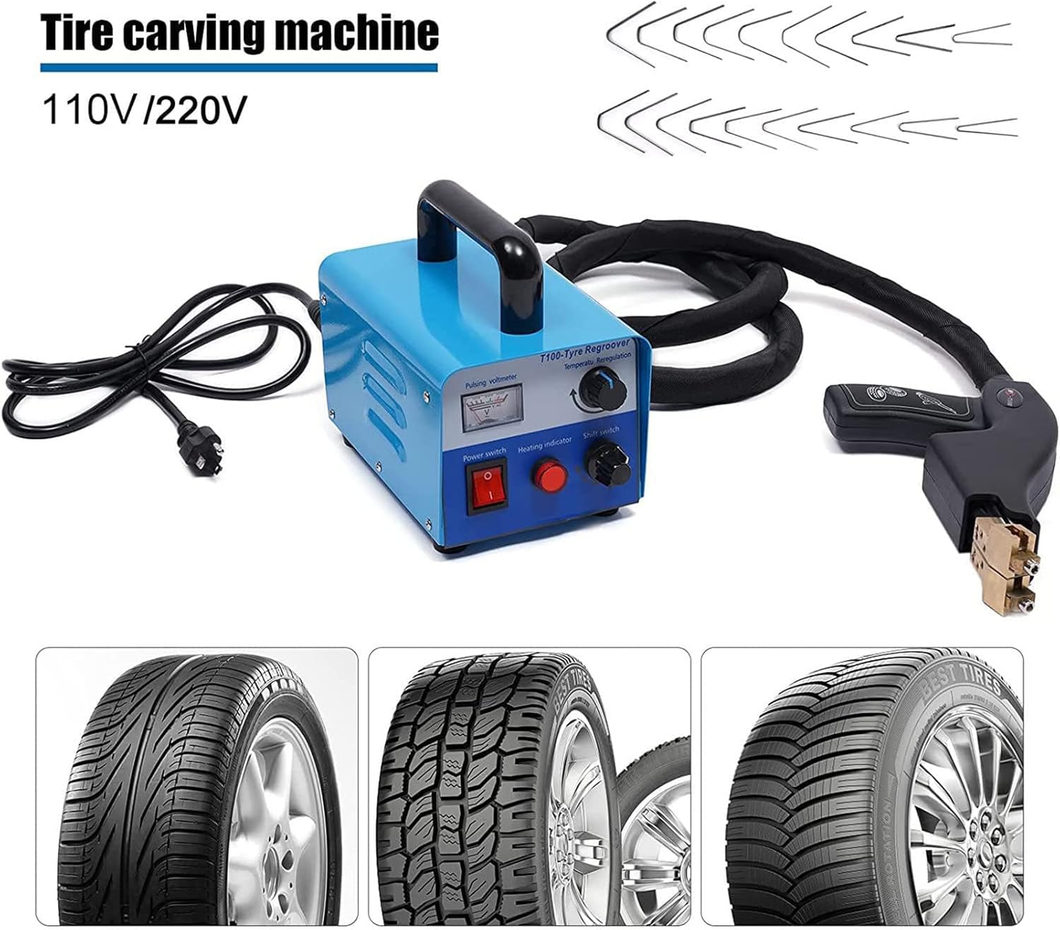 タイヤの溝加工ツール、110/220V 鉄のタイヤの溝カッター 20 ブレード