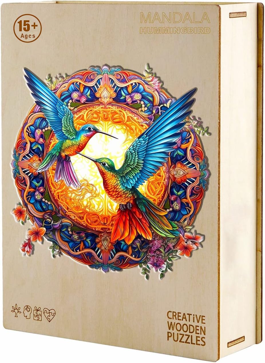 KAAYEE Puzzles en Bois, Hummingbird Puzzle Bois Animaux | Wooden Puzzle, 15+ Puzzle Bois Forme Animaux, Puzzle Animaux Bois Avec Boîte-cadeau en Bois