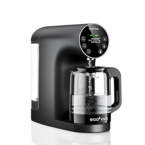 Ecoviva Filtro de agua de ósmosis inversa para encimera, sistema de filtración de agua RO de 6 etapas con jarra de vidrio, pantalla TDS, 31 puro