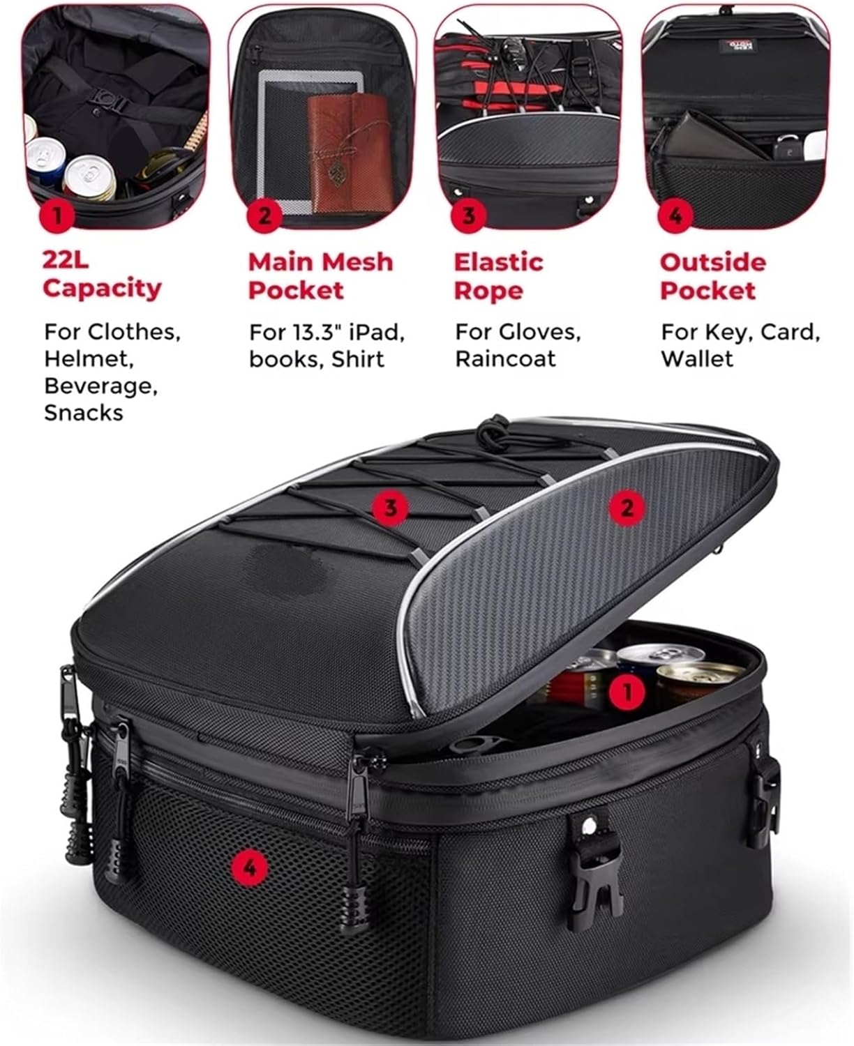 バイク シートバッグ アプリリア用 RSV1000R用 オートバイテールバッグ リアシートバックパック 多機能ライダー防水 ツーリン