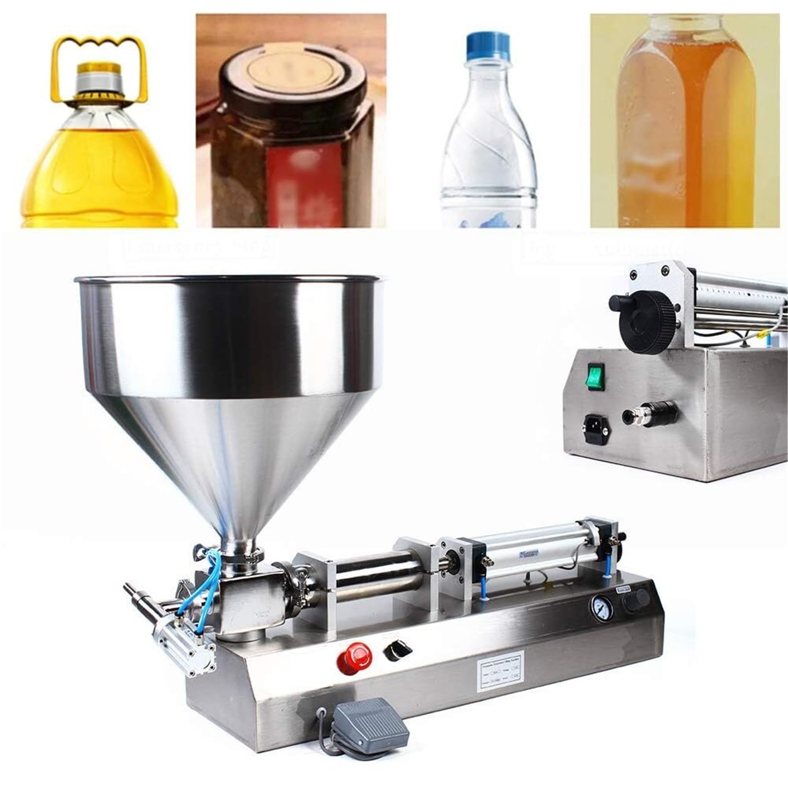 Riempitrice liquida 50-500ml, Riempitrice pneumatica a testa singola con tramoggia per creme, shampoo, cosmetici, produzione alimentare