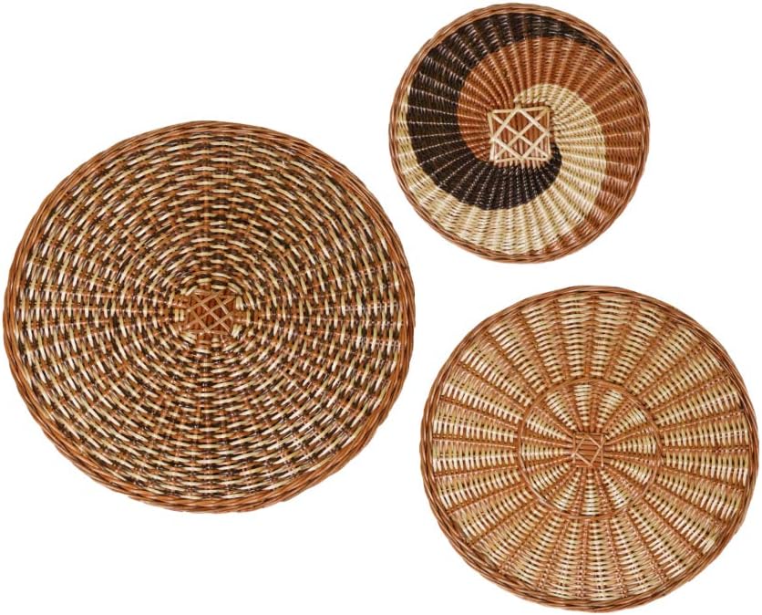 Kadam Haat Handmade Wicker Wall Plate | Wall Decor Hanging Wall Plates For Living Room Bedroom & Home Decoration (Natural, Set of 3-9", 12" & 15")