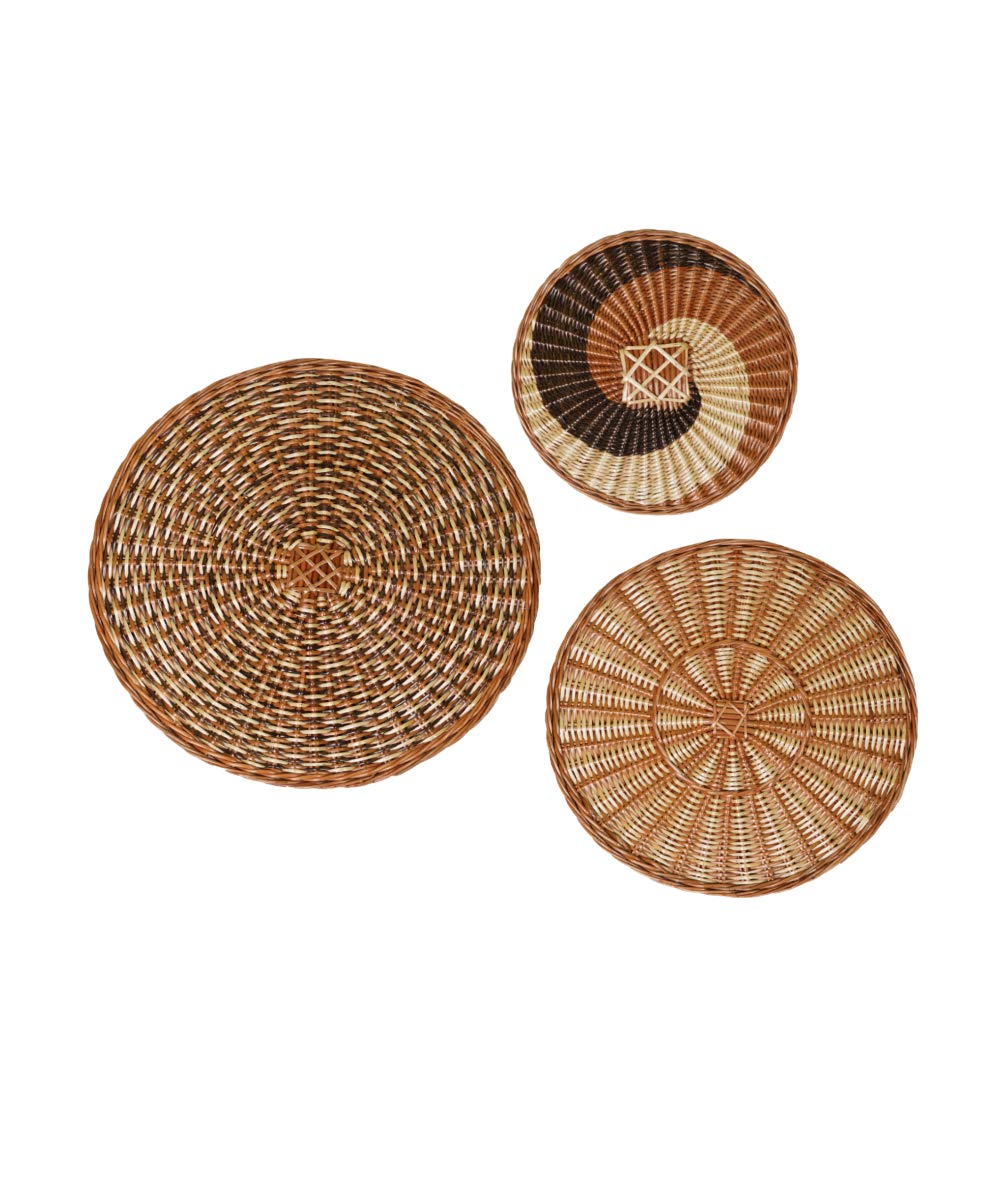 Kadam Haat Handmade Wicker Wall Plate | Wall Decor Hanging Wall Plates For Living Room Bedroom & Home Decoration (Natural, Set of 3-9", 12" & 15")