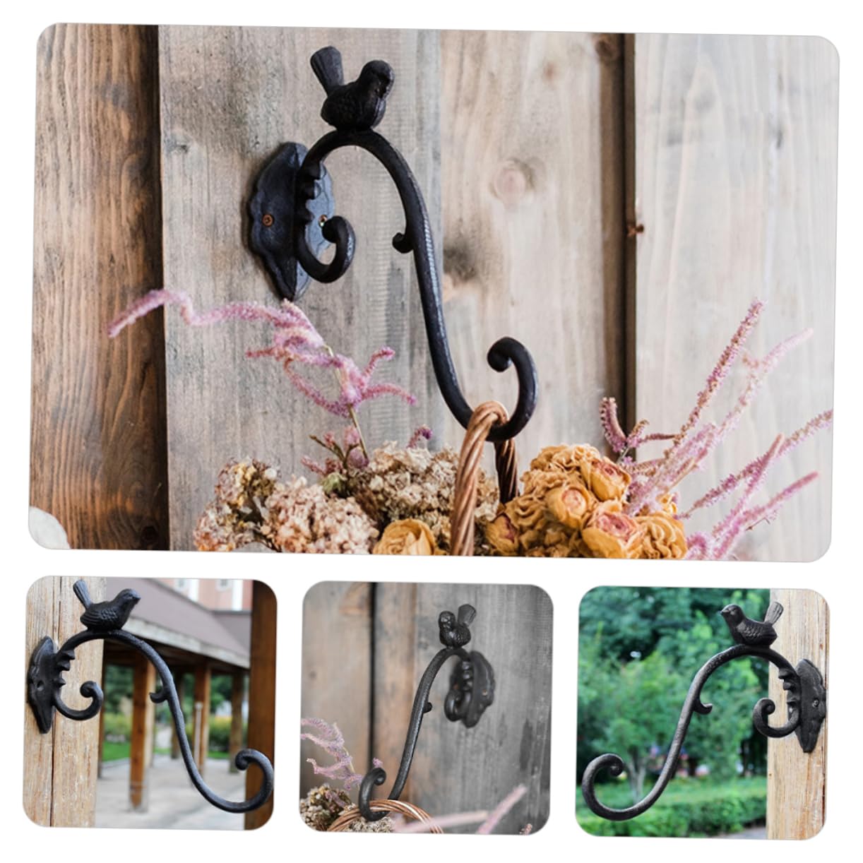 Crochet Support en Jardinière Noir pour Fer Suspendue Mural Stable