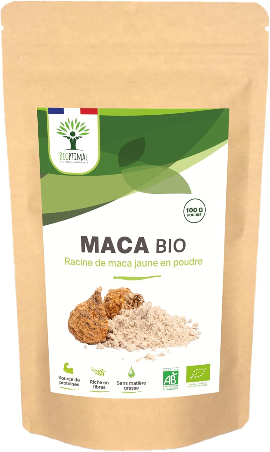 Organic Maca – Bioptimal – Powder – Maca Root Yellow from Peru – Libido Energy Sexuality Fertility for Men and Women – Premium Quality – 100% Pure – Packaged in France – Ecocert Certified – 100 g Organic Maca – Bioptimal – Powder – Maca Root Yellow from Peru – Libido Energy Sexuality Fertility for Men and Women – Premium Quality – 100% Pure – Packaged in France – Ecocert Certified – 100 g