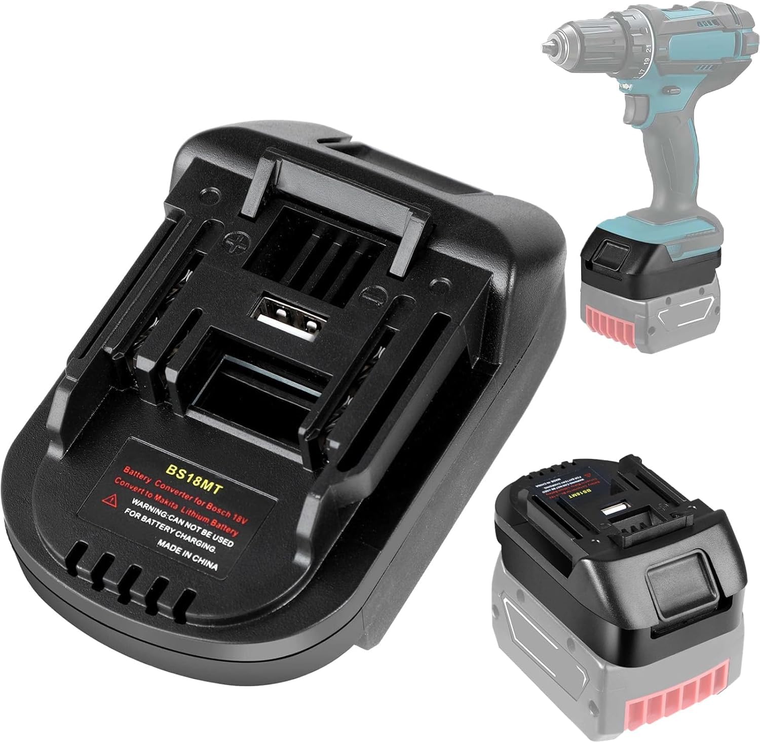 URUN DM18M Battery Adapter for Dewalt 20V, Milwaukee M18 & Makita 18V Cordless Tools with USB Charging & Protection Features — view 32