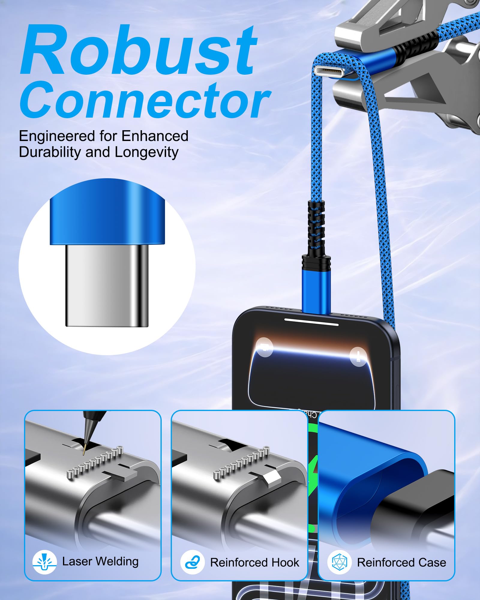 Cavo di ricarica USB tipo C per Samsung A17, cavo di ricarica da USB C a USB per Samsung Galaxy A16 A56 A36 A15 A55 A35 5G, cavo di ricarica rapida da USB A a USB tipo C per iPhone 17e 17 16 15 Pro