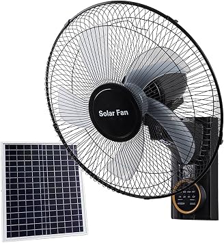 16" Wall Mount Fan Solar Powered Fans for Outside, Solar Barn Fan for Chicken Coop and Greenhouse, Zero Electricity, Solar Panel/Power Adapter, 5 Blades 3 Speeds