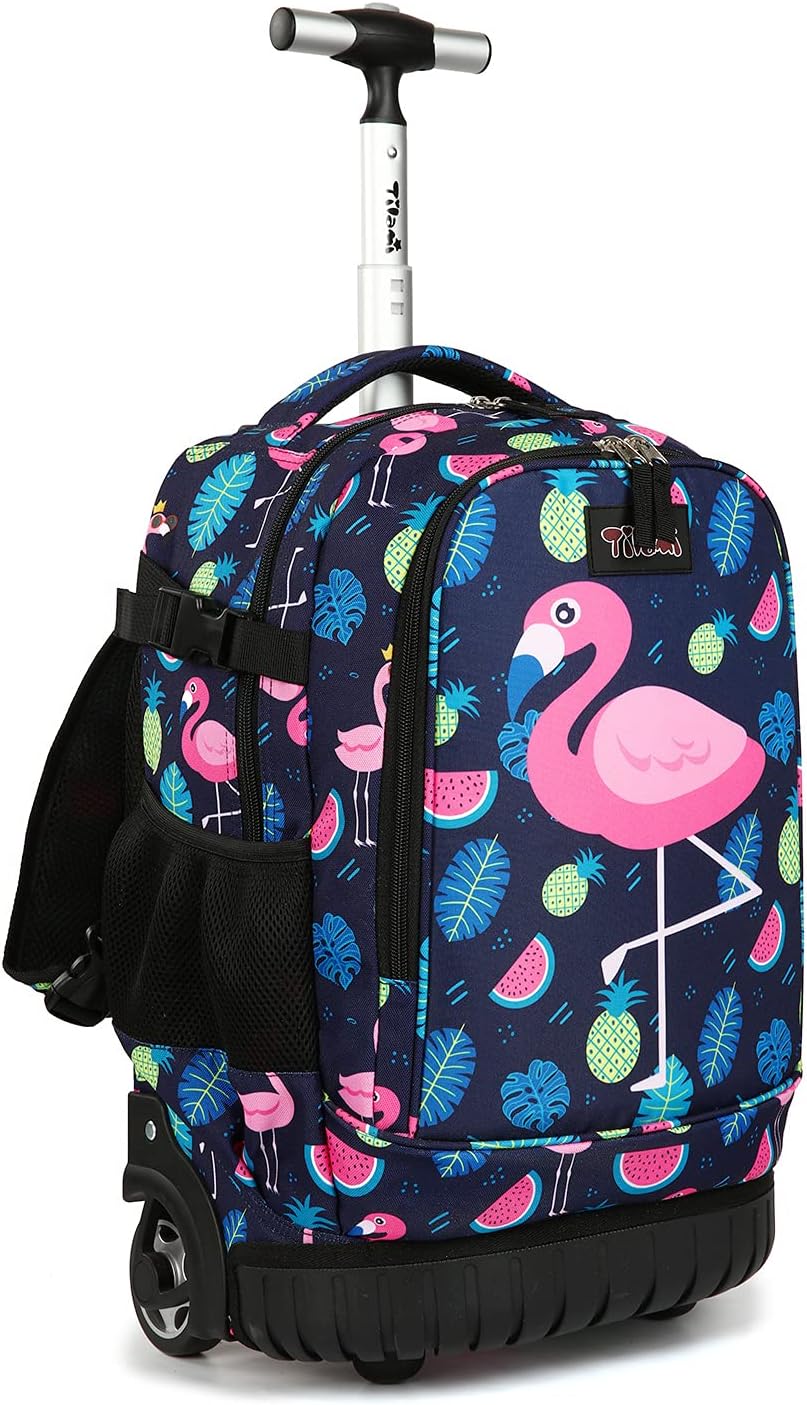 Tilami Rolling Backpack with Trolley Wheeled Design, Cute Cartoon Printed for Boys