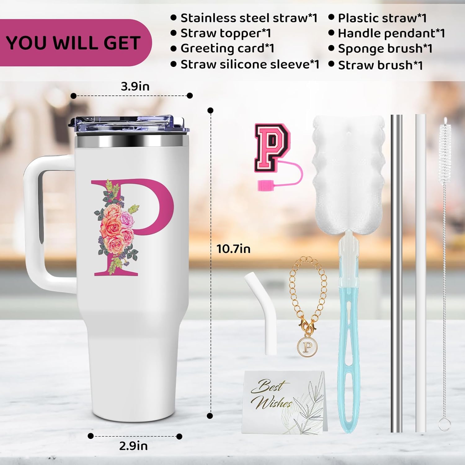 Personalized Gifts for Women,Birthday Gift for Sister,Wife,Best Friend,Monogrammed Customized Gifts,Travel Tumbler,Iced Coffee Tumbler,for Christmas,Halloween-P - Image 5