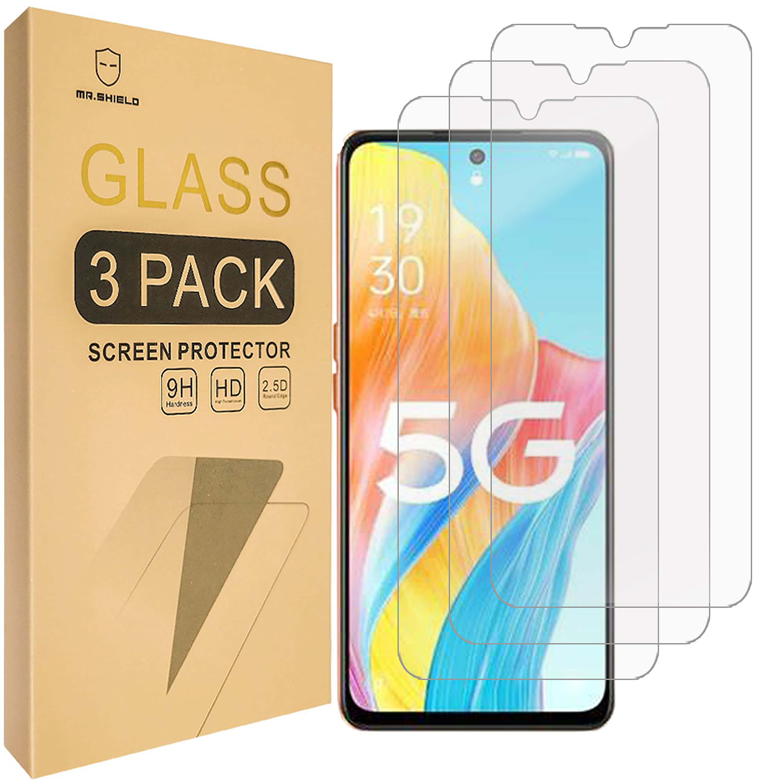Mr.Shield [3-Pack] Screen Protector For Oppo A98 5G / Oppo F23 5G / Oppo A1 5G [Tempered Glass] [Japan Glass with 9H Hardn...