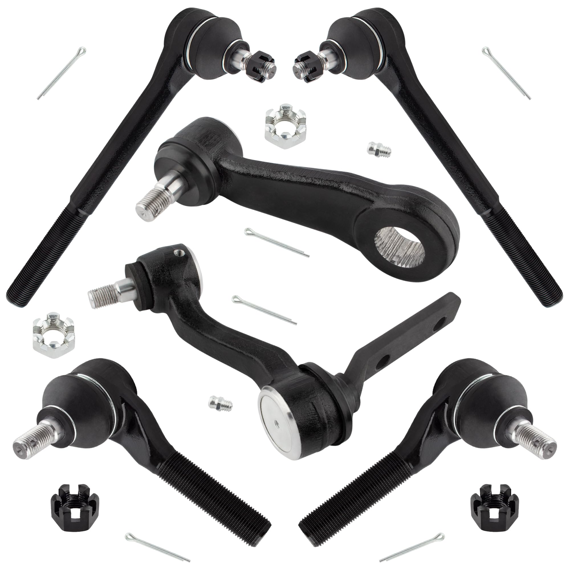 Front Steering Kit - Center Link, Inner & Outer Tie Rods, Adjusting Sleeves For 1996-2005 Chevy Blazer, S10, GMC Jimmy, Sonoma, Isuzu Hombre (7-Piece)