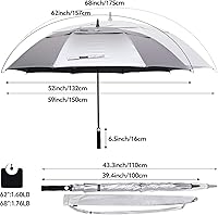 Vista 2 de G4Free Paraguas de golf con protección UV de 47/54/62/68 pulgadas, con apertura automática, doble toldo con ventilación de gran tamaño, extra