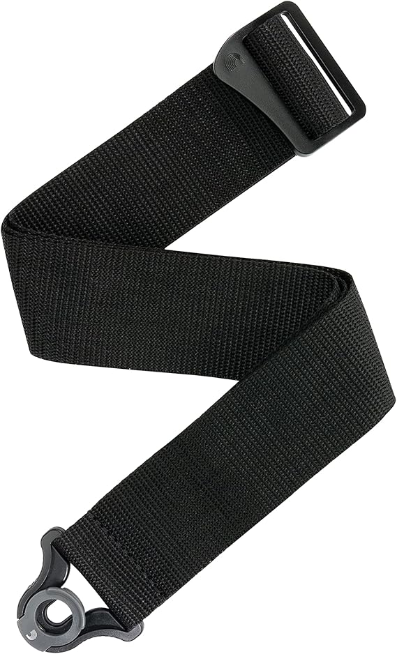 Planet Waves D'Addario Auto Lock Guitar Strap - Acoustic & Electric Accessories - Easy to Use Locking Straps - Uses Existing Buttons - Polypro - Black