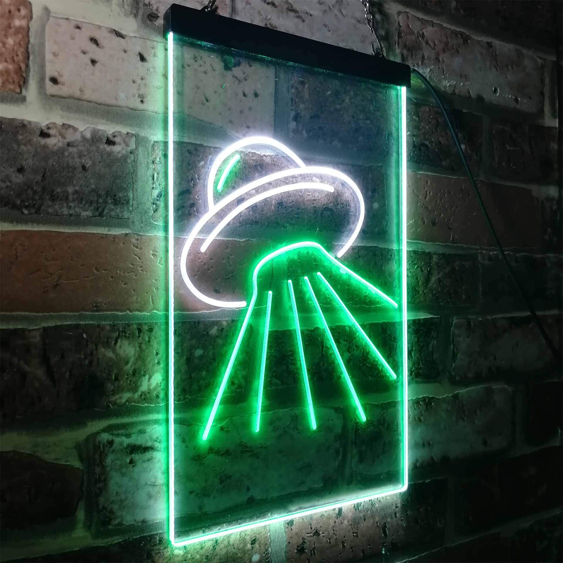 ADVPRO UFO Alien Spaceship Dual Color LED Enseigne Lumineuse Neon Sign Blanc et Vert 300 x 400mm st6s34-i3336-wg
