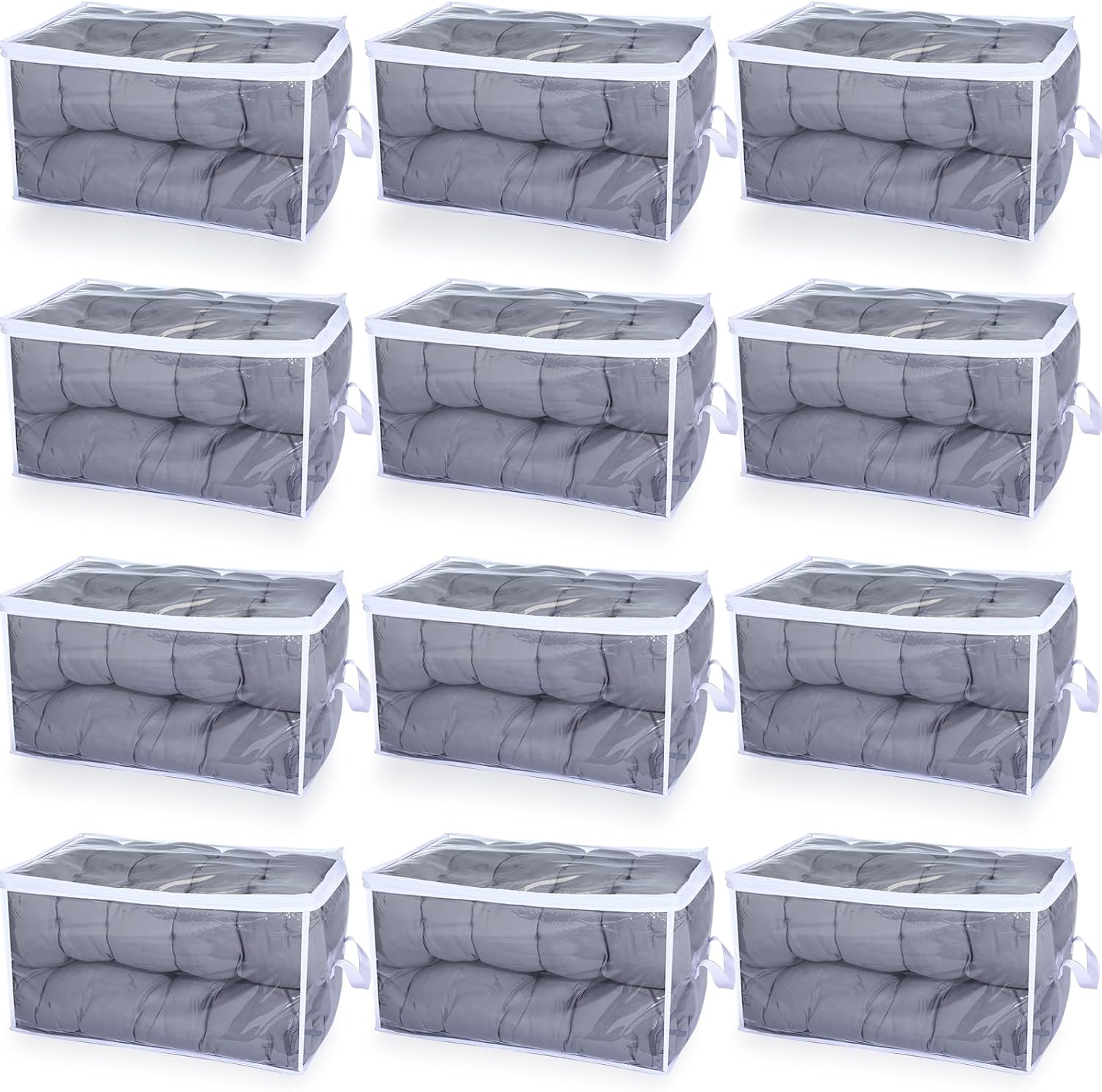 Kacctyen 12 Pack Clear Zippered Storage Tote with