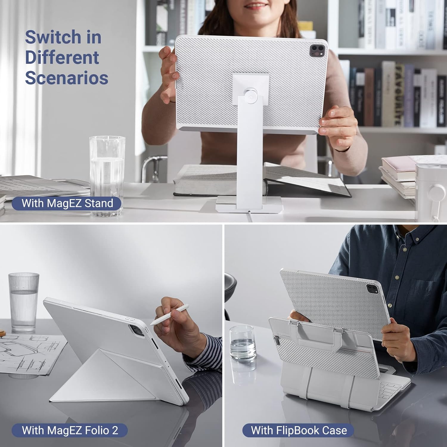 PITAKA iPad Pro 11 Inch Case (2022/2021, 4th/3rd Generation), iPad Pro 11 inch Case Compatible with Magic Keyboard, Fits MagEZ Folio 2 & MagEZ Stand, Aramid Fiber Made, White [MagEZ Case 2]