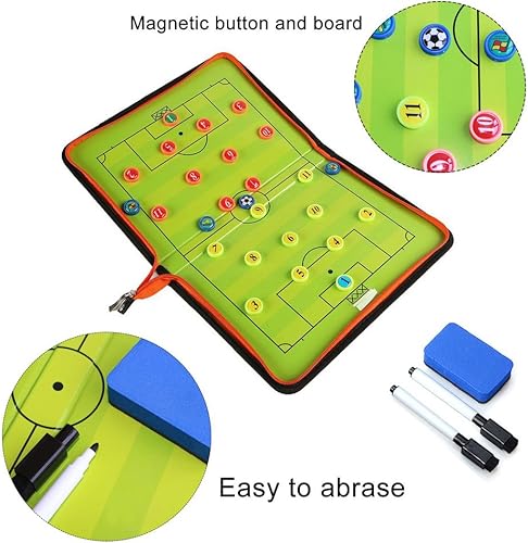 Miniatura 3 de Tabla táctica magnética para entrenadores de fútbol, portapapeles de entrenamiento de borrado en seco, herramienta de entrenador plegable y