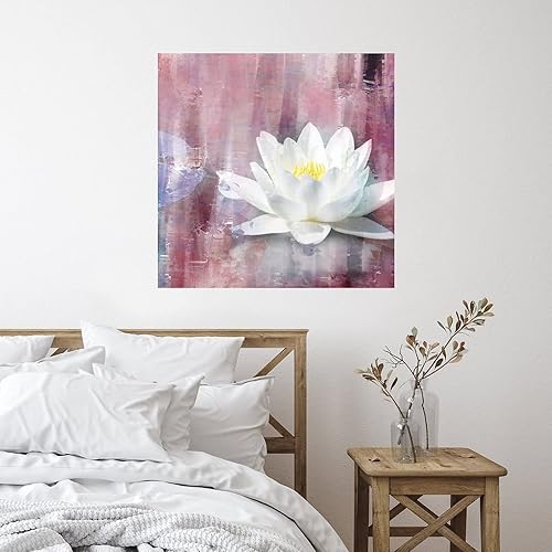 Miniatura 61 de Calcomanías murales de flores de loto blanco, calcomanías de pared personalizadas con flores florales, calcomanías de vinilo para mural con citas