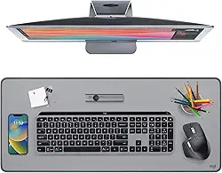 Mouse Pad Desk Mat Logitech Studio Series com Base Antiderrapante, Design Resistente a Respingos, Grande e Multifuncional - Cinza