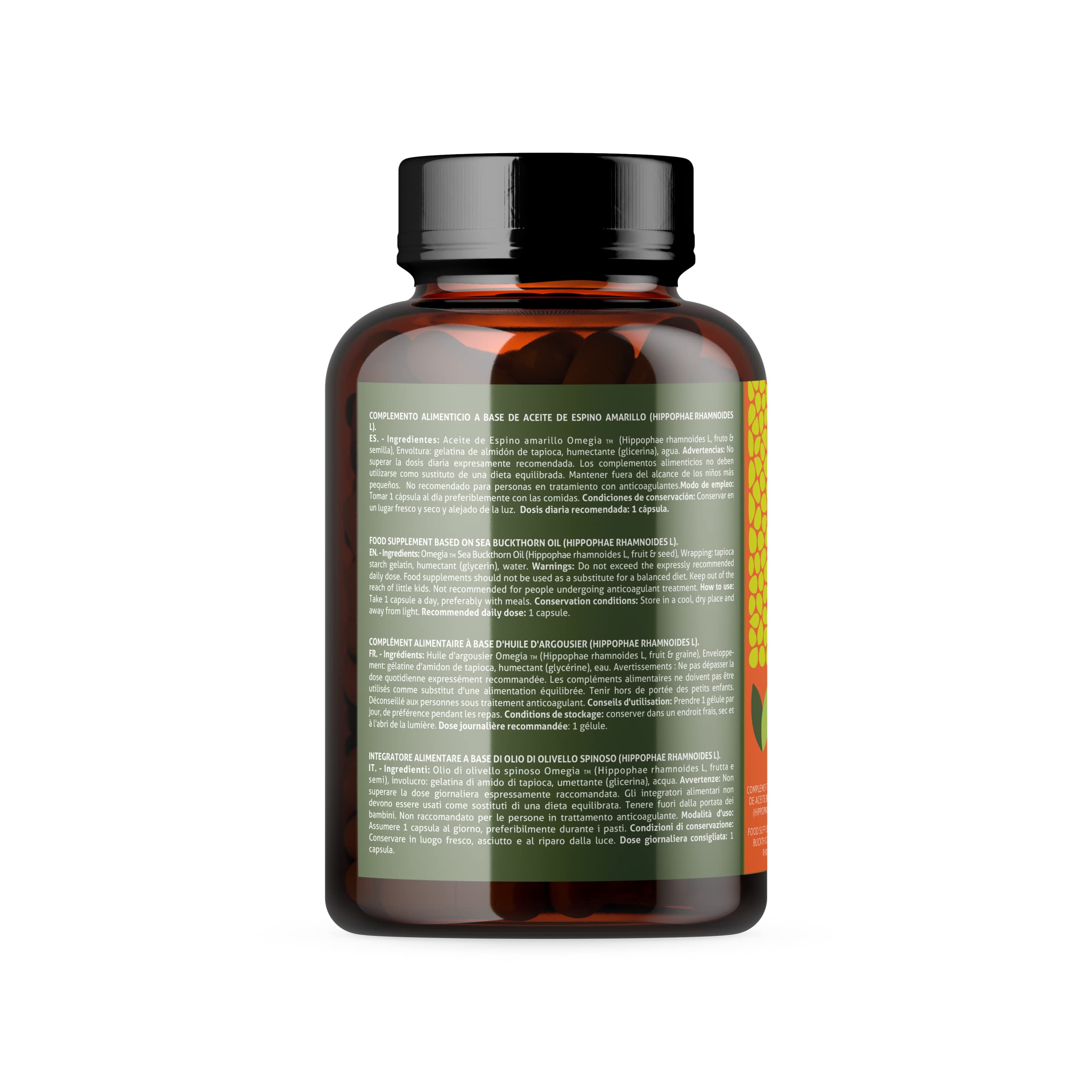 OMEGA 7 ALL IN ONE - Aceite de Espino Amarillo, Omega 3 6 7 9, Vitamina E Natural, 120 Cápsulas Veganas, No GMO, Sin Gluten, VEGAGENO