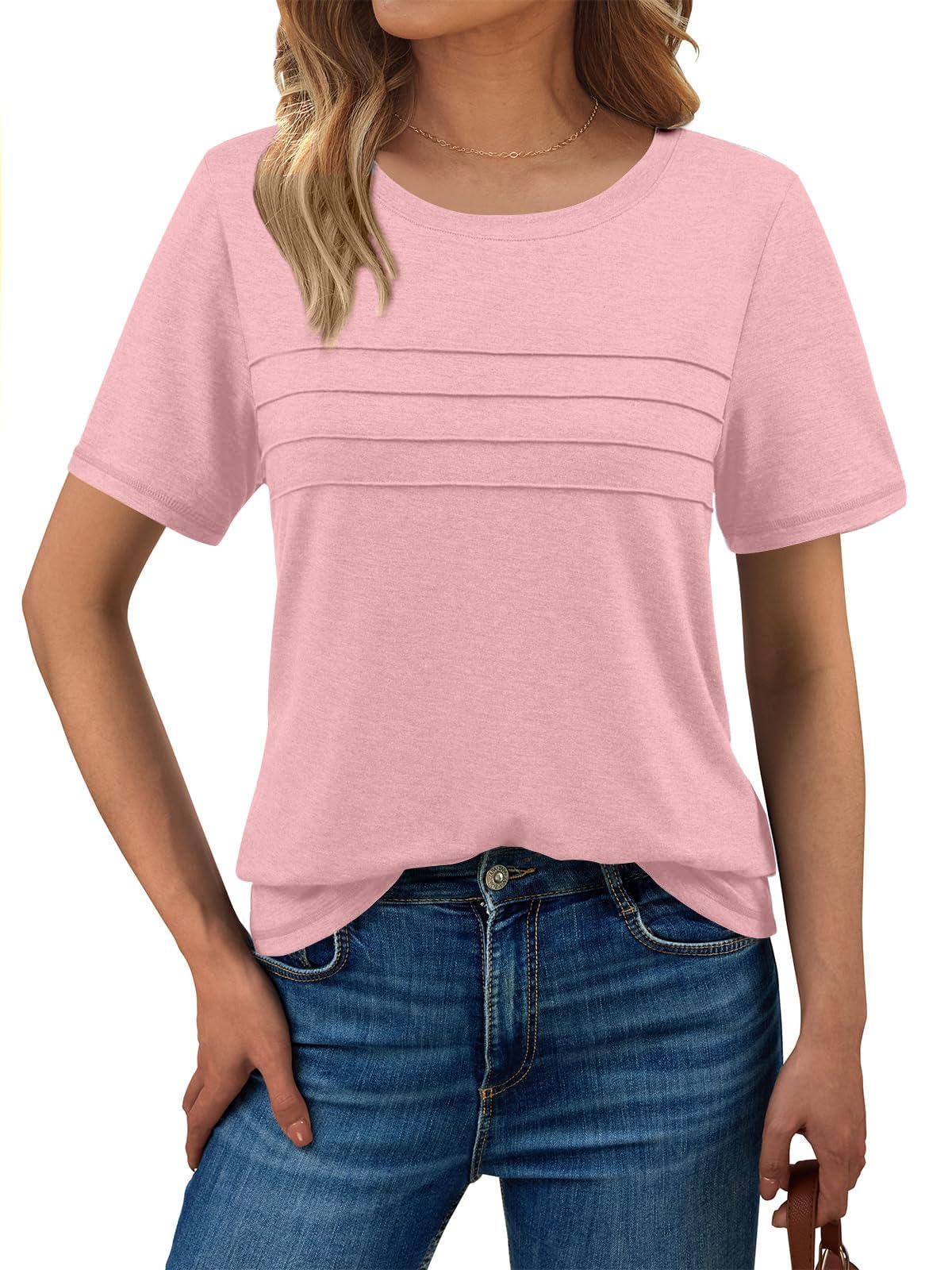 Haslike Damen-T-Shirt, Sommer, lockere Passform, einfarbig, kurzärmelig
