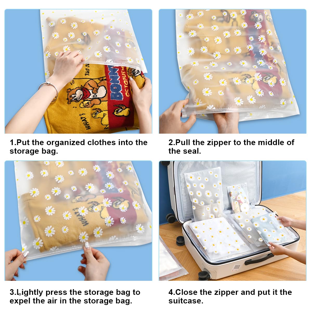 20PCS Travel Storage Bags Set - Clear Cartoon Ziplock Bags For Clothes, Shoes, Toiletries (5 Sizes, Waterproof) - View #11