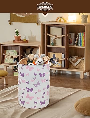 Miniatura 8 de HUNRUNG - Cesta de lavandería grande de tela de lona ligera, cesta de almacenamiento para juguetesropa sucia, plegable, impermeable, para