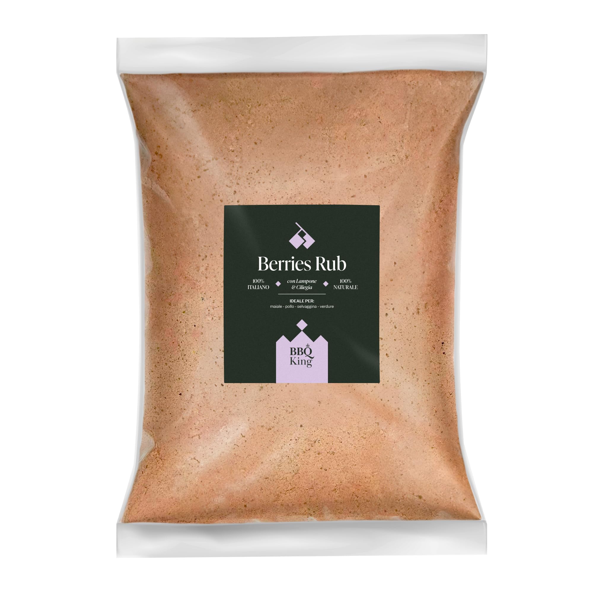 BBQ KING - Berries Rub Confezione da 1Kg, Dry Rub Bbq per Manzo Ideale per Barbecue e Grill, Set Spezie Cucina 100% Made in Italy, Miscela di Spezie per Maiale, Pollo, Selvaggina e Verdure