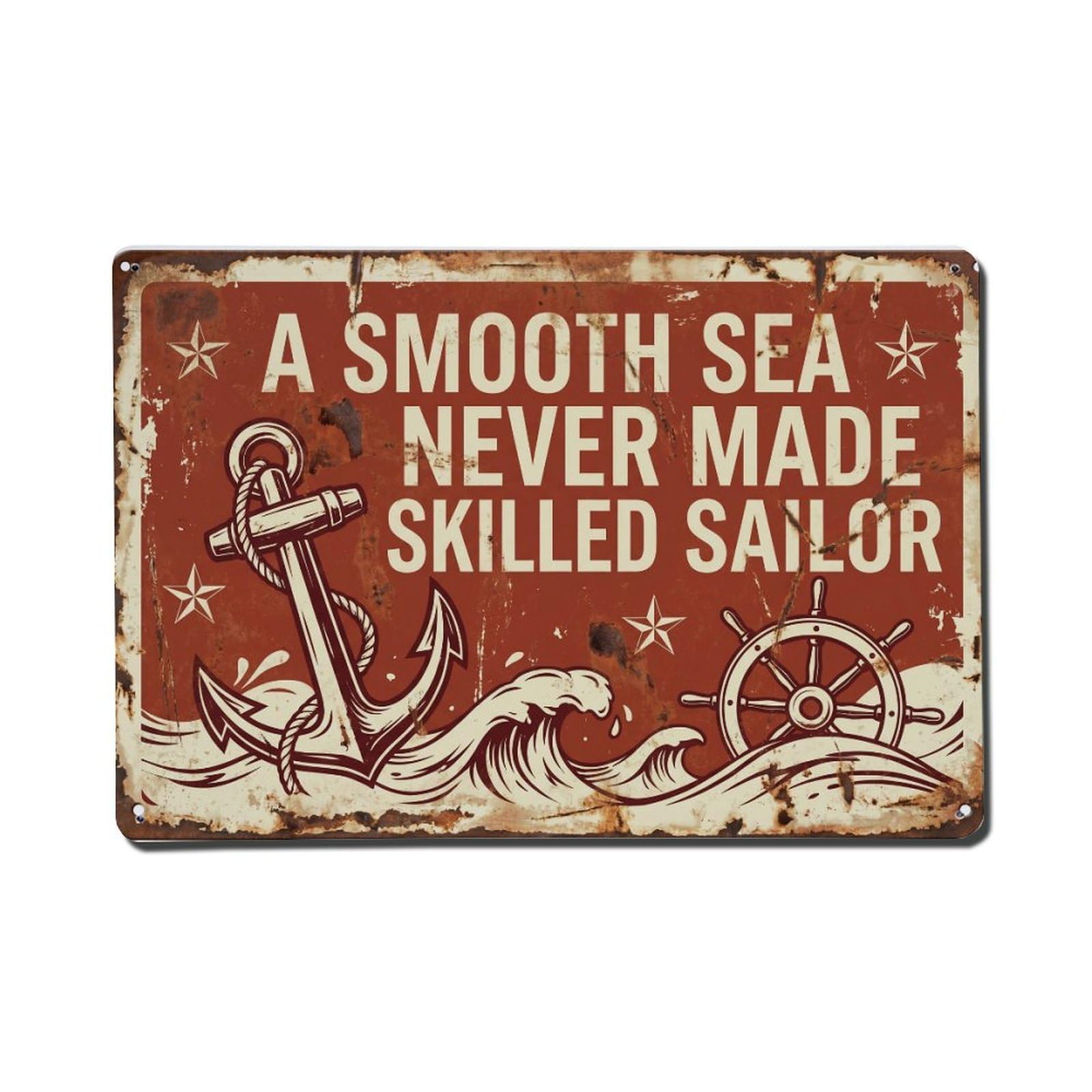 Smooth Sea Sailor Motivation Retro Motivational Slogans Metal Tin Sign Plaque Wall Decor for Cafe, Club Bar, Office, Home Garden Metal Poster 8x12Inch