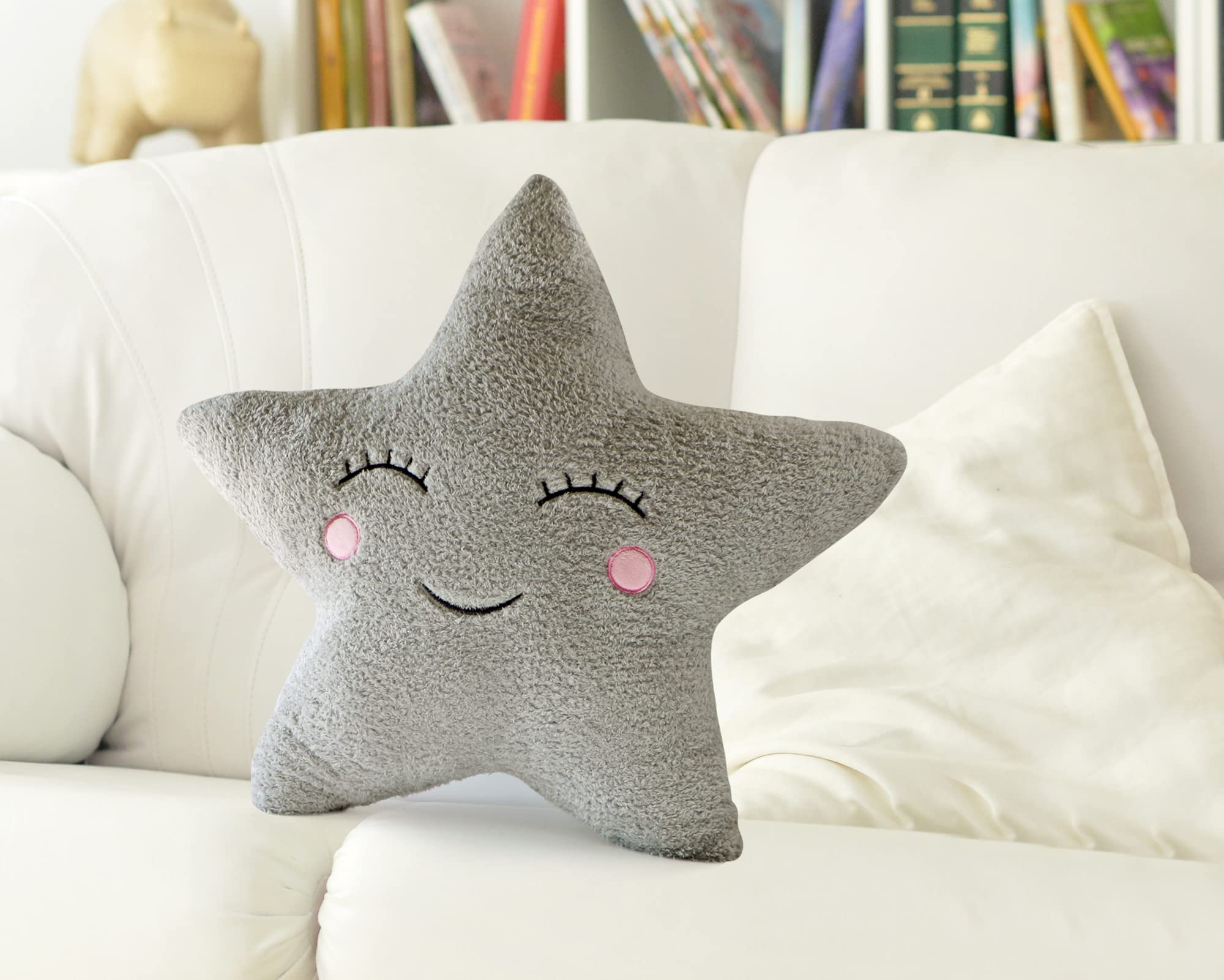 Cuscino Stella Peluche Abbraccio Cuscino a Forma di Stella,Carini Cuscini a Stella Cuscini Decorativi per Camera Divani,Grigio,50 cm
