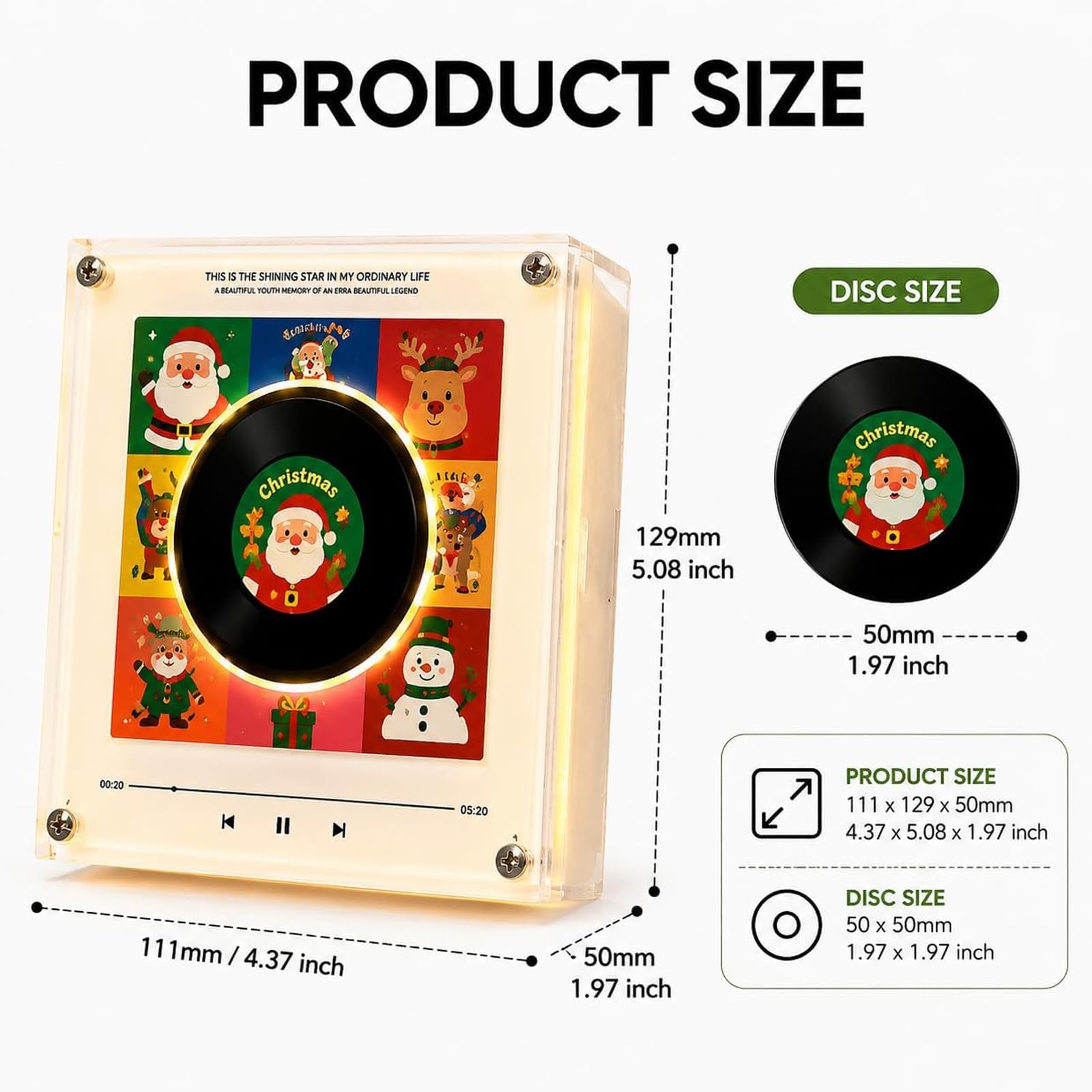 Noël Lecteur de Vinyle réfrigérateur Enregistrement NFC boîte de Musique