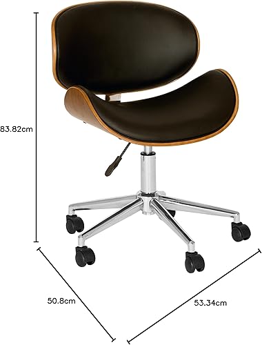 Miniatura 61 de Armen Living LCDAOFCHBL Daphne Silla de oficina de piel sintética negra, con acabado cromado. Bellevue,Cuero de imitación negro,Acabado
