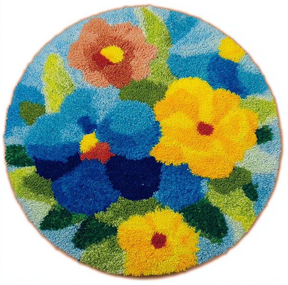 kitphoenix Latch Hook Rug Kit, Meadow Bloom 20X20Inch (50X50Cm) DIY Rug Making Kit for Adults, Rug Making Kits, Cross Stitch Kit Carpet Making Cushion Needlework for Beginners, Home Decor