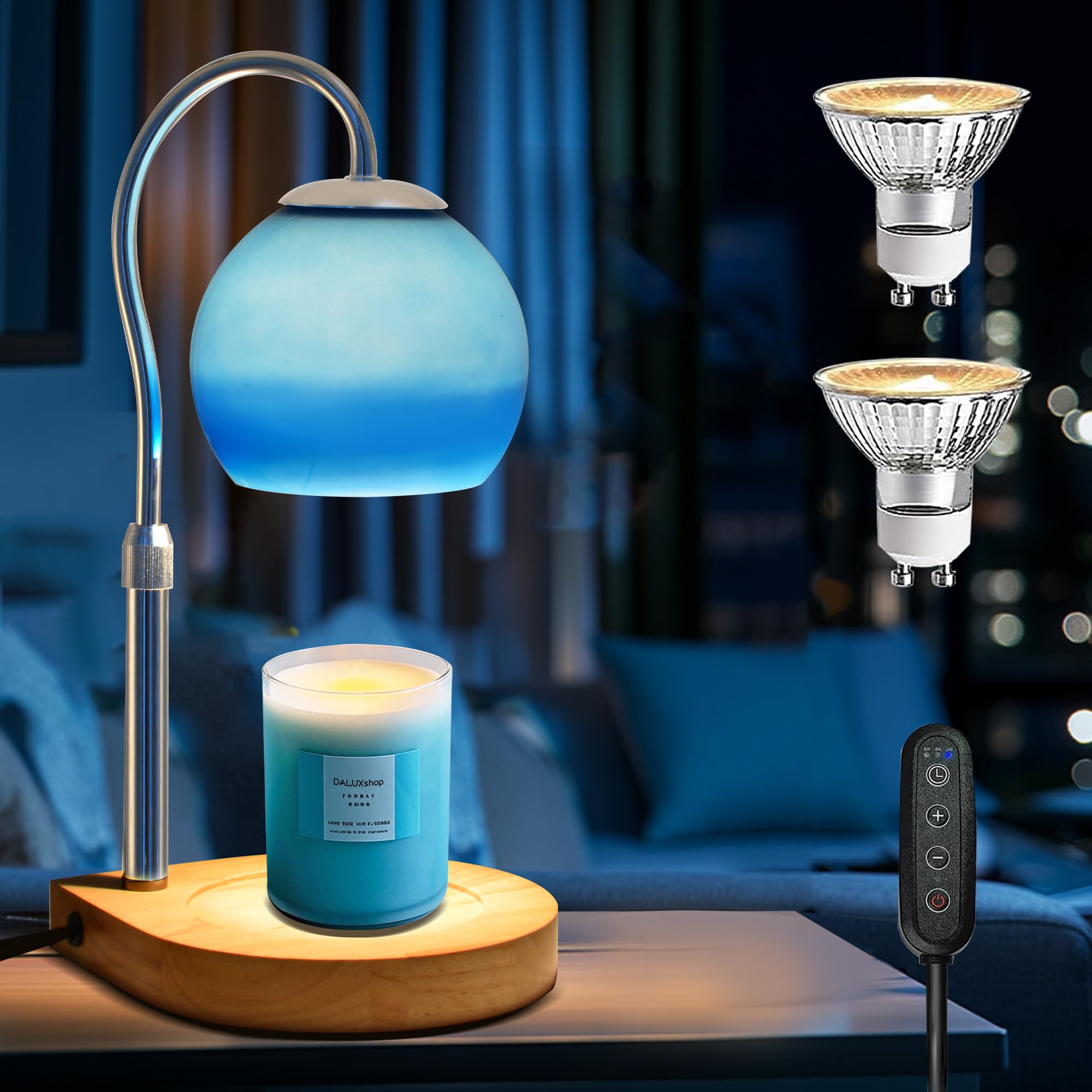 Photo 1 of ***NOT WORKING*** DALUXshop Candle Warmer Lamp with Timer 2H/4H/8H, Adjustable Height Dimmable Candle Lamp with 2 Bulbs, Wax Melt Warmer for Jar Candles, House Warming, Home Decor, Christmas Gifts for Women, Mom(Ocean)