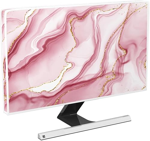 Gold Pink Marble Waterproof TV Display Screen Cover 32 Inch TV Accessories Laptop TVs LCD Screen Decoration for Tablet Anti-Static Dustproof Protective for Home Office Dust Cover