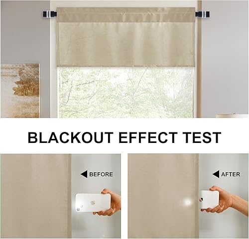 Miniatura 4 de DWCN Cortinas de cenefa para sala de estar, cenefa de cocina, cenefa corta sólida, cenefa de cortina de oscurecimiento de habitación, bolsillo para