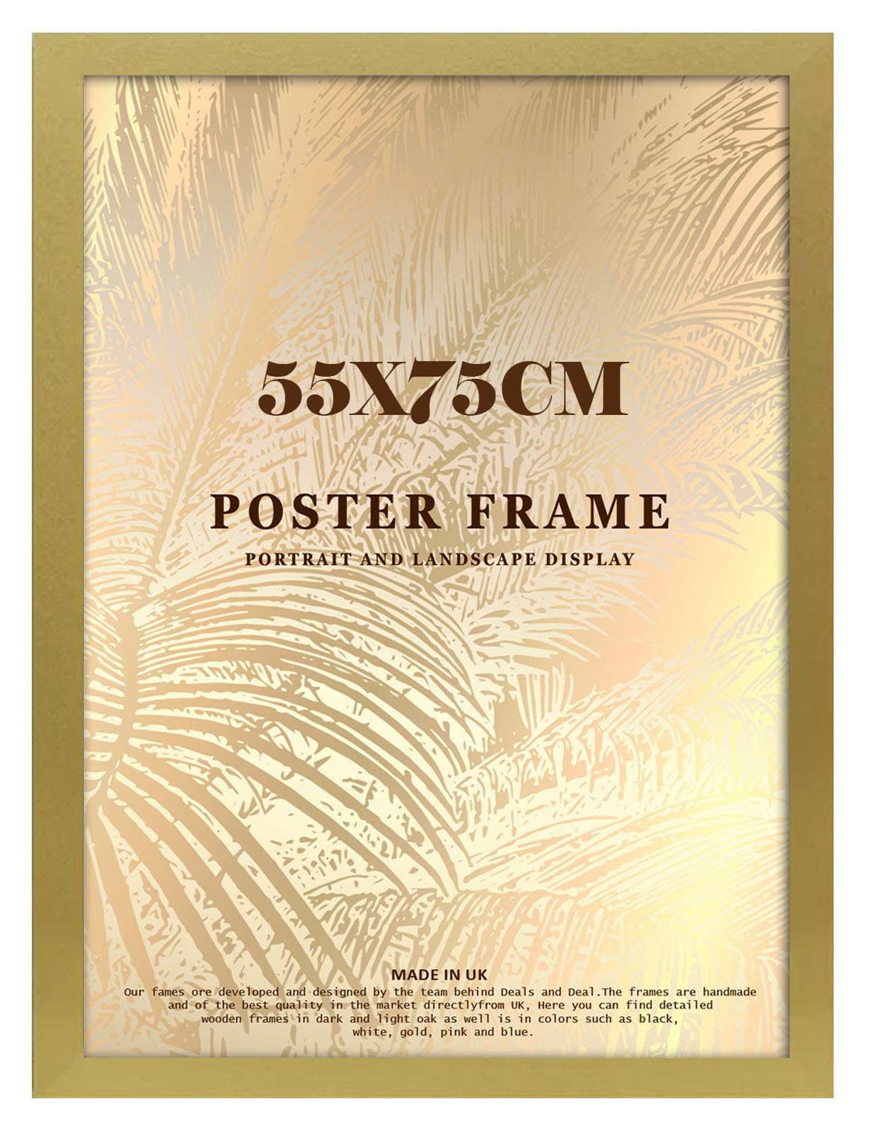 DEALS ON DEAL Minimalist Slim Profile Gold Poster Frame 75x55cm MDF Picture Frame for Jigsaw Puzzles Shatter-Proof Front Portrait/Landscape Ideal for Home & Office Décor
