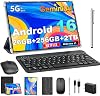 Tablet Gemini AI Android 16 con teclado, 2026 10 pulgadas (Negro) | 26GB+256GB+2TB expandible, Tablet PC electrónica con 8 núcleos, 5G WiFi, 8000mAh, GPS, GMS, Tablet 2 en 1 con funda, mouse, lápiz 1