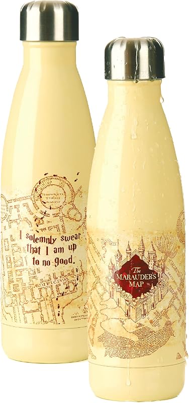 Harry Potter Marauders Map Water Bottle - Officially Licensed Leakproof Metal Bottle for Hot and Cold Beverages, 500ml (17 oz), Gift for Potter Fans | Paladone | Officially Licensed Harry Potter Merchandise