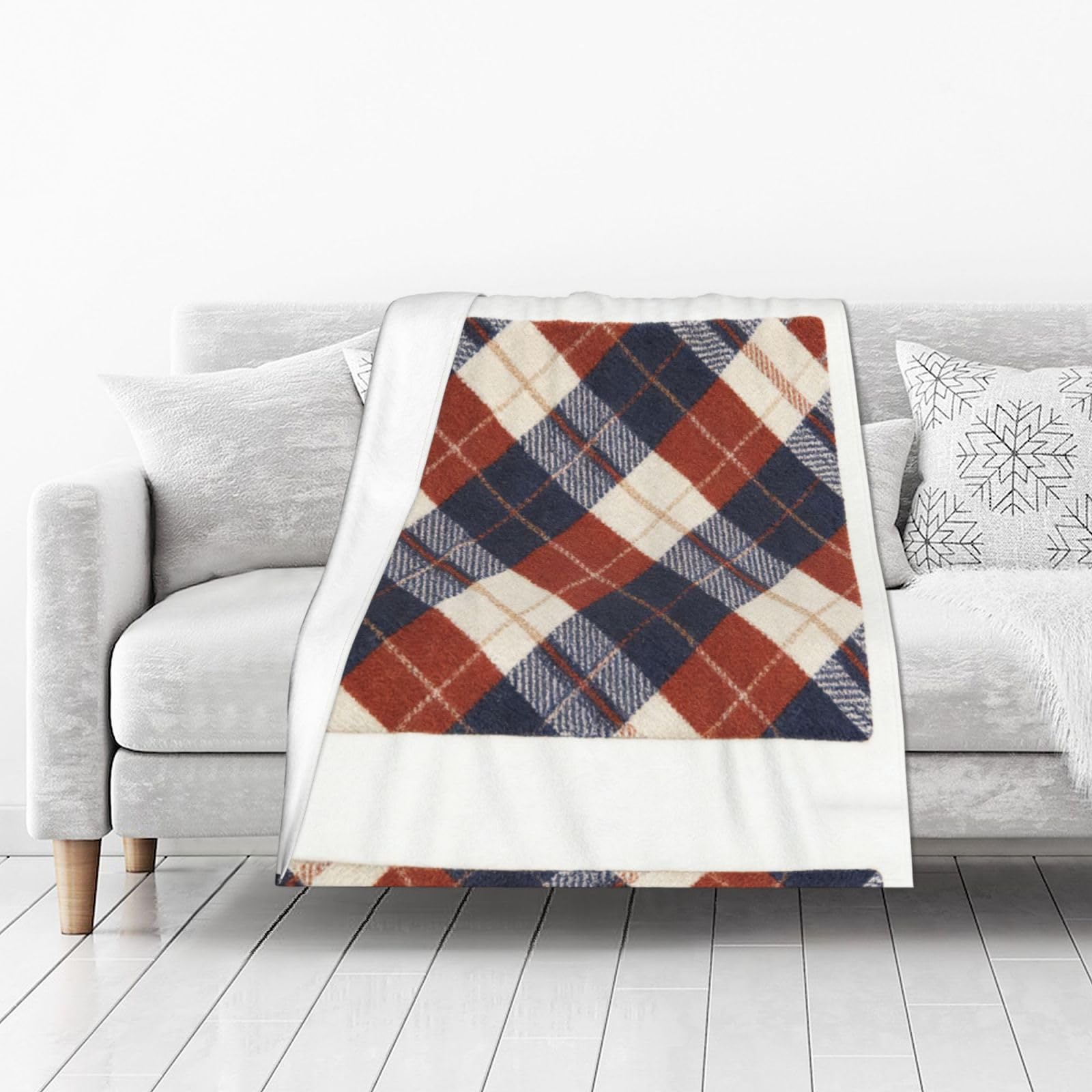 DUYIOKH Plaid Diamond Fabric Pattern Print Thick Throw Blanket, Blanket for Couch Bed Warm Travel Blanket for Camping Movie Night