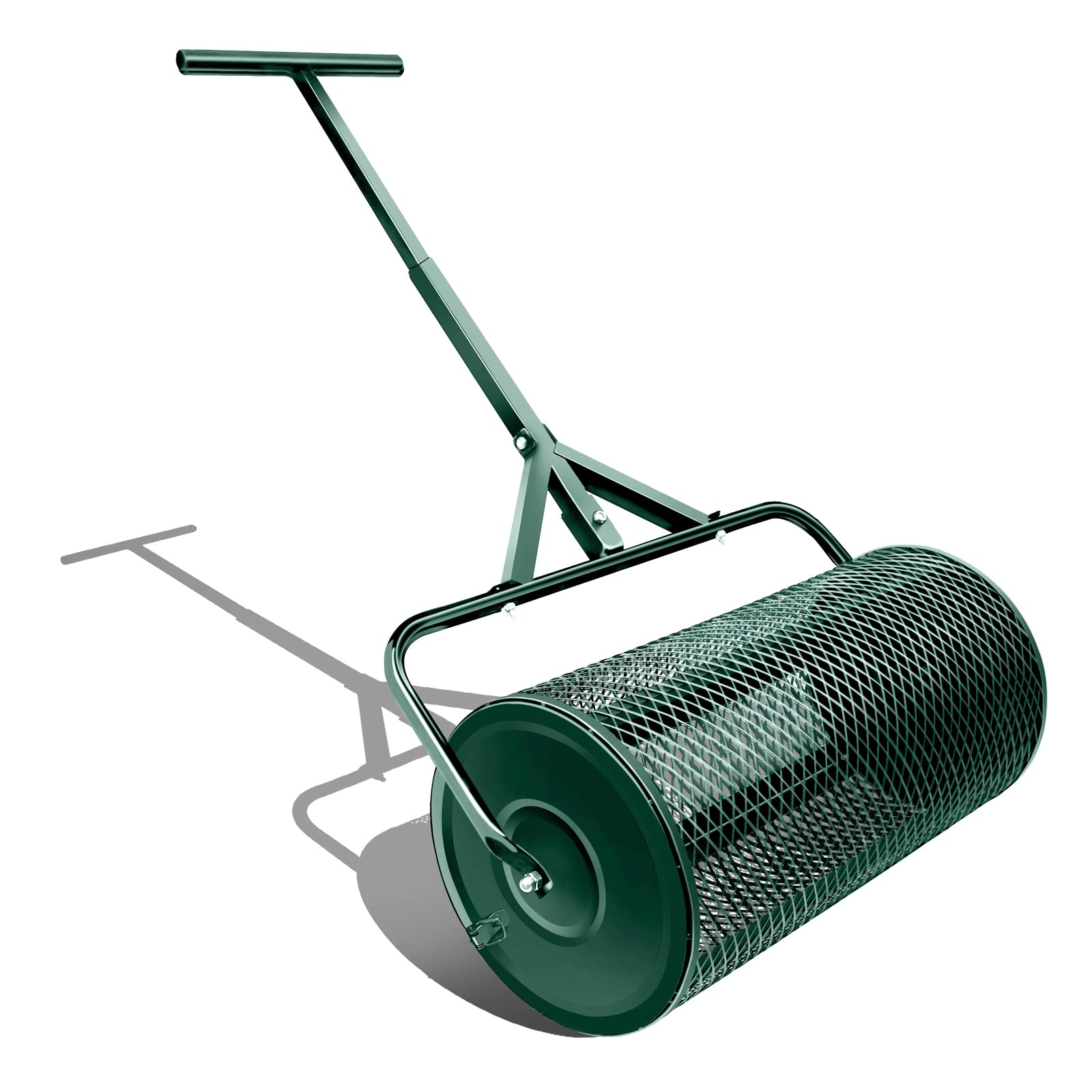 Kompoststreuer, langlebige Rasenwalze, Dungstreuer mit verbessertem T-förmigem Griff, Mutterboden-Streuer für Rasen- und Gartenpflege, Dungstreuer-Walze (40,6 cm-T-Grün-L)
