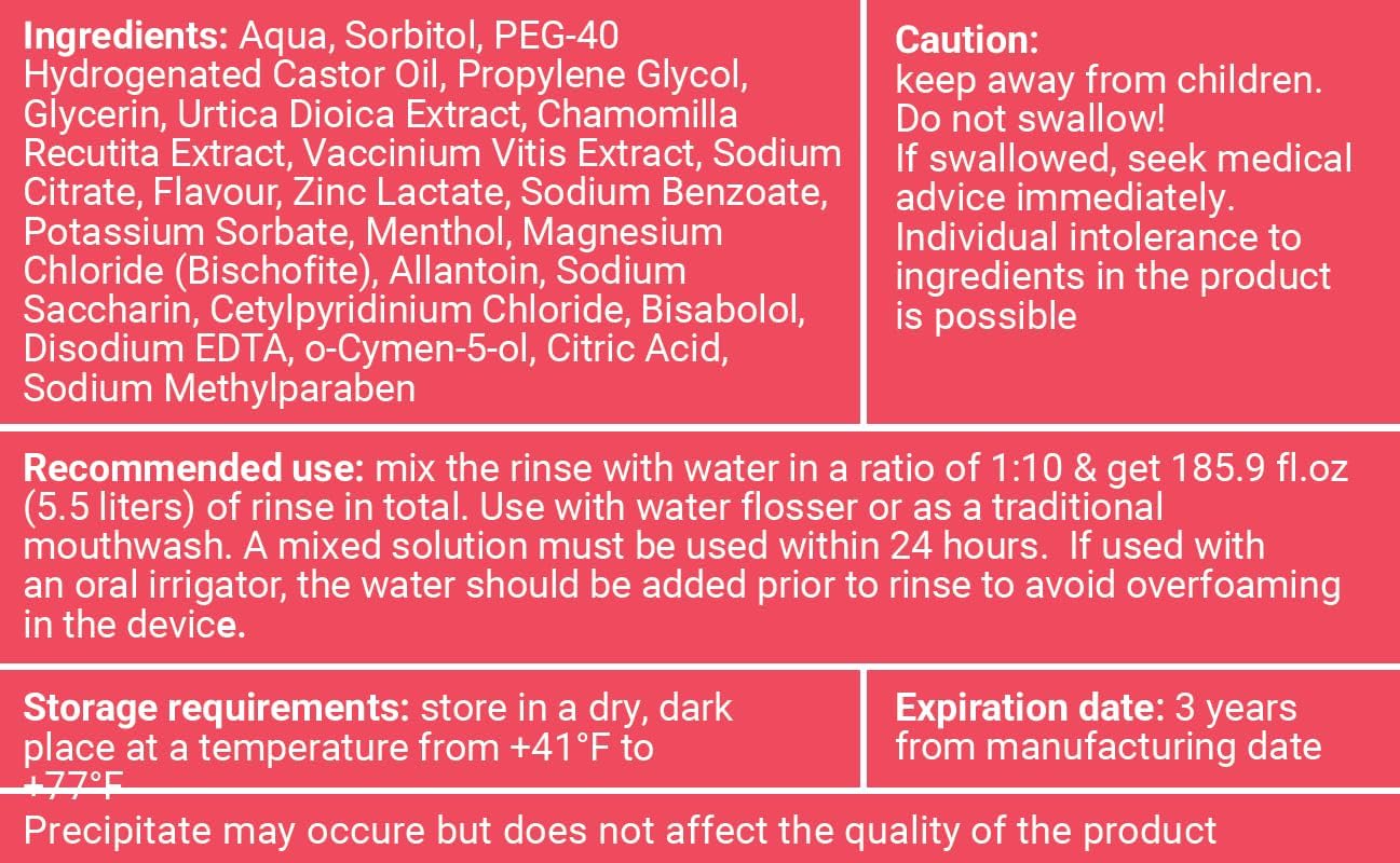 Concentrated Water flosser Rinse & mouthwash Gum Care| Add to Water Flosser & Oral irrigator | Apple Mint| Pack of 2 = 16.9 fl.oz | Alcohol Fluoride Free