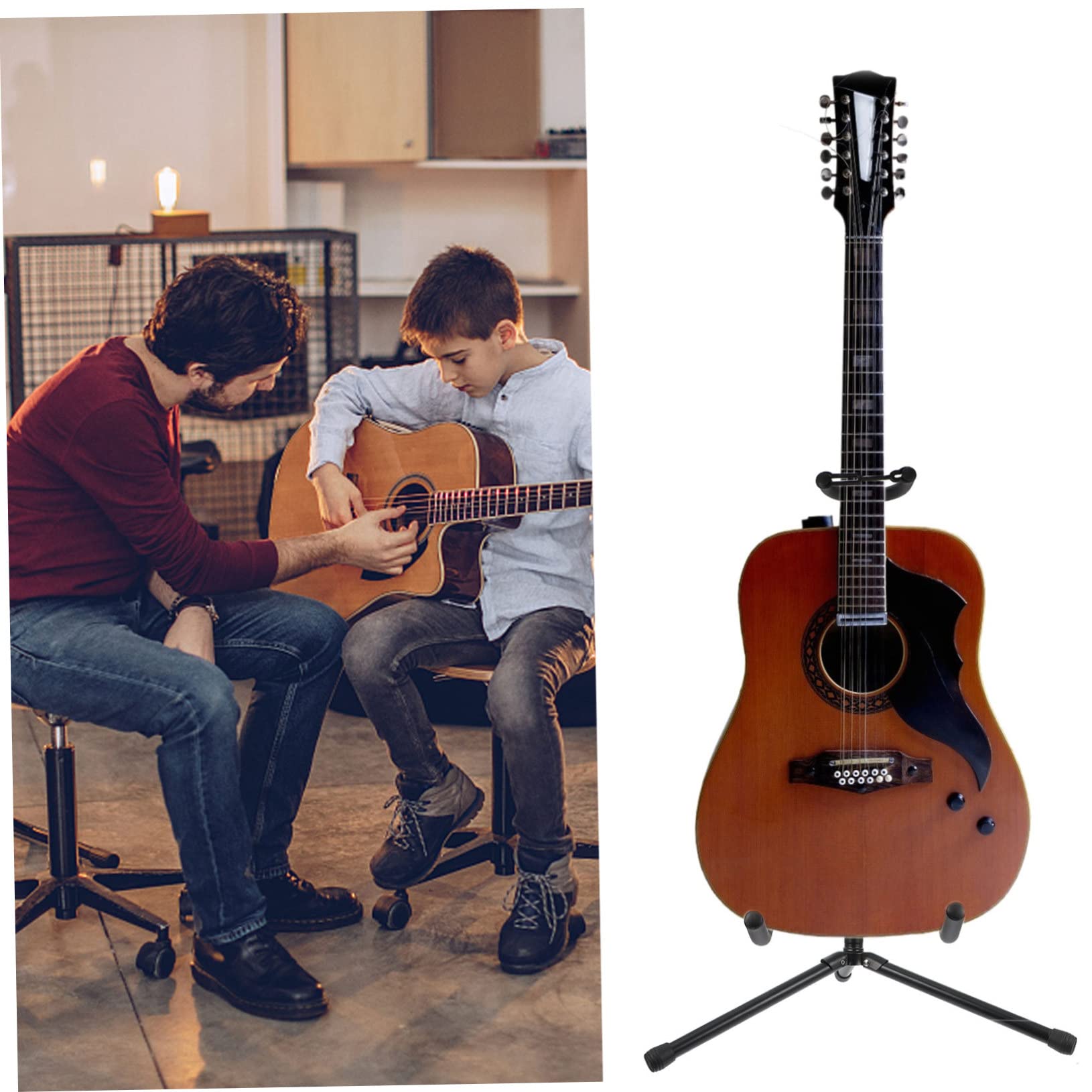 Supporto Pieghevole per Chitarra, Espositore Verticale Stabile e Leggero, in Ferro, Spugna e Abs, per Negozio di Chitarre