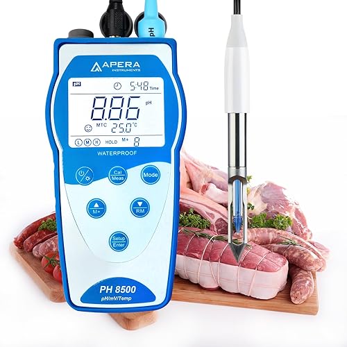 Miniatura 8 de Apera Instruments Premium Series PH8500-DP Kit de medidor de pH portátil para productos lácteos y alimentos líquidos, azul (AI5552)
