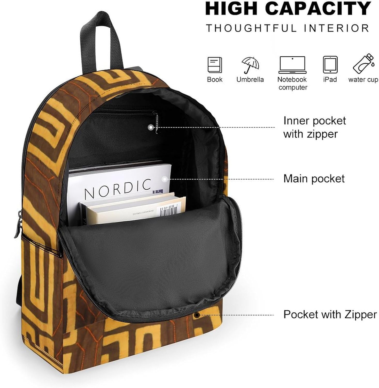 Afrocentric Mud Durable And Stylish Semi Full Print Backpack