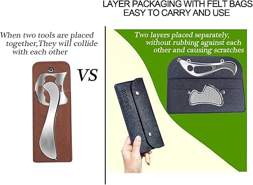 Miniatura 2 de Juego de herramientas de masaje de raspador muscular de acero inoxidable 2 en 1, herramienta Gua Sha IASTM para raspar tejido profundo, herramienta