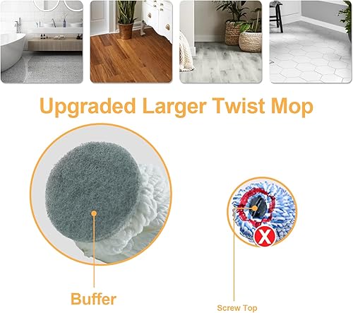 Miniatura 5 de Trapeador autoescurrido para limpieza de suelos con 2 cabezales reutilizables, fácil de escurrir con mango largo de 51 pulgadas y almohadilla