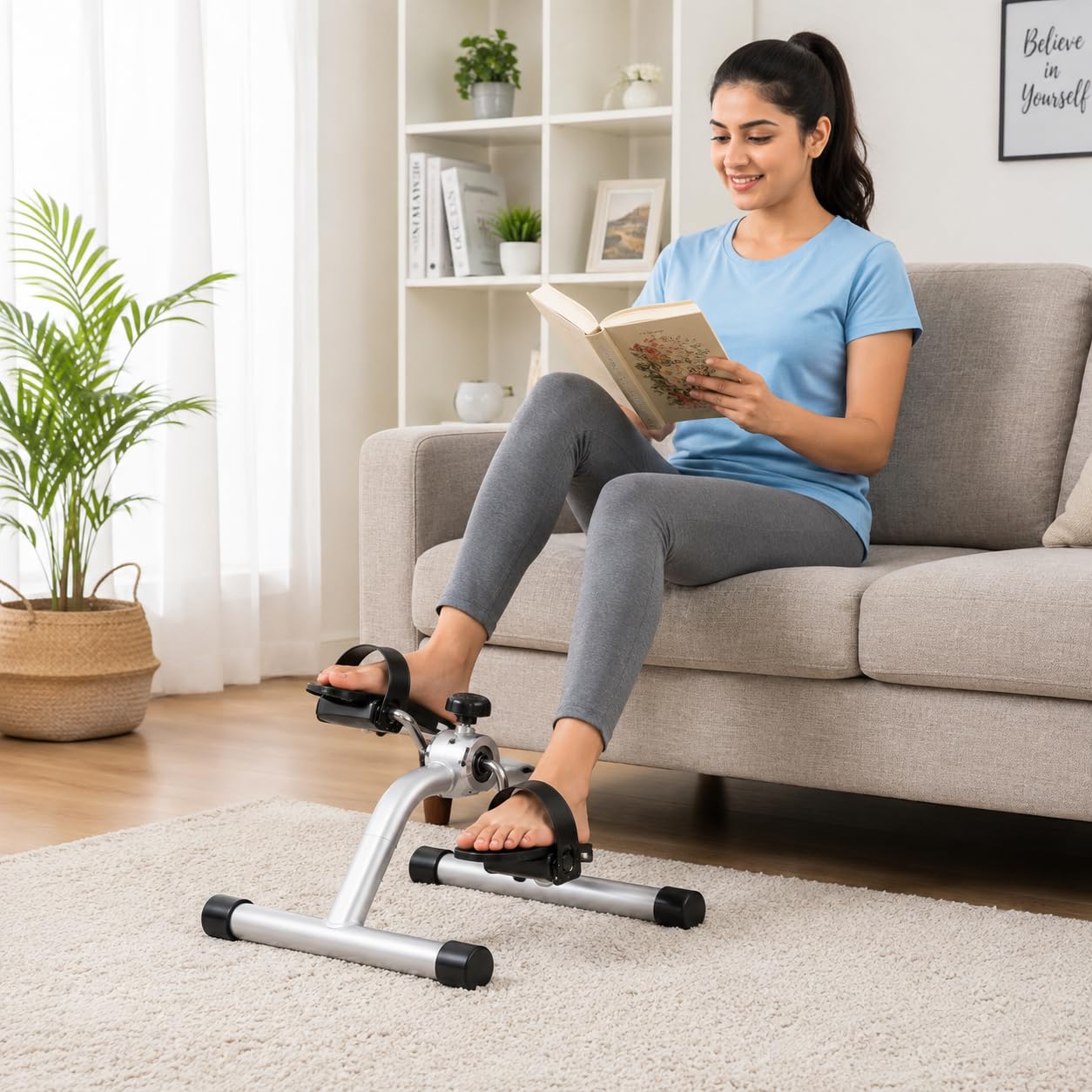 Mini Cycle Pedal Exerciser with Fixing Strap, Adjustable Resistance and Digital Display - Suitable for Light Exercise of Legs, Arms, and Physiotherapy at Home-image-16